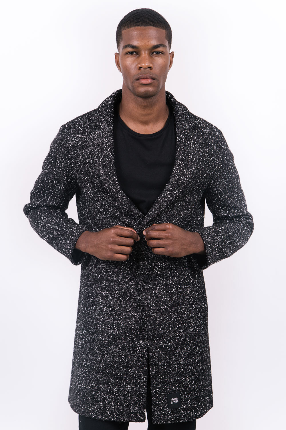 Sixth June - Manteau chiné long noir