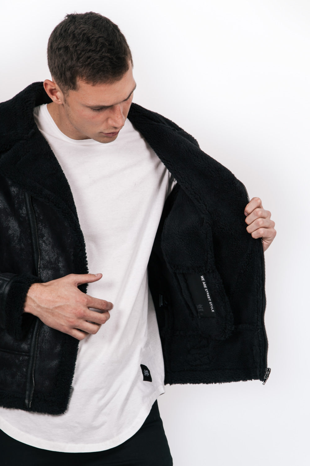 Sixth June - Veste aviateur sherpa noir