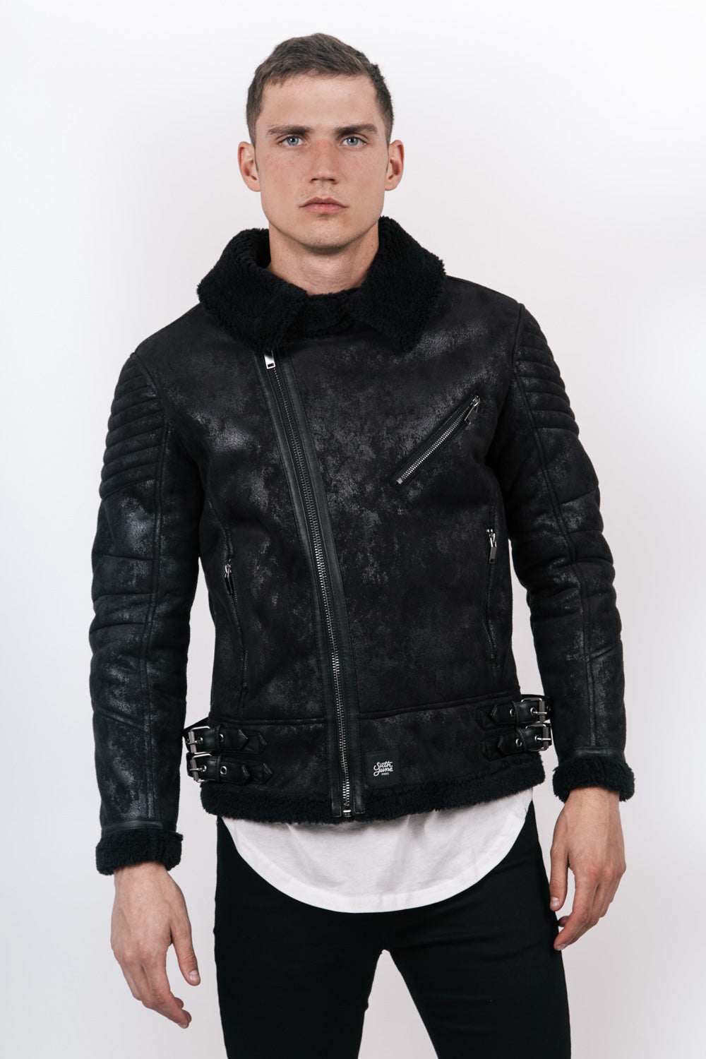 Sixth June - Veste aviateur sherpa noir