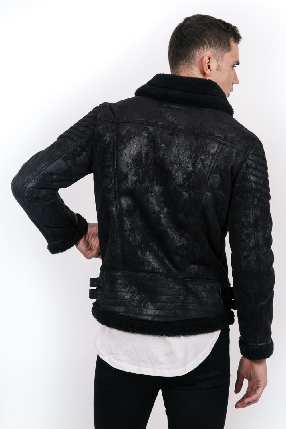 Sixth June - Veste aviateur sherpa noir