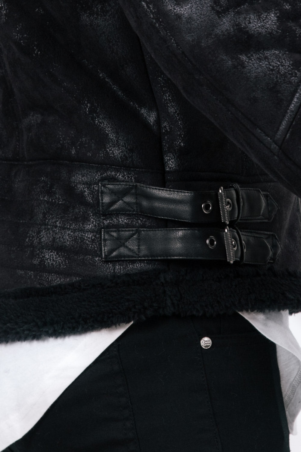 Sixth June - Veste aviateur sherpa noir