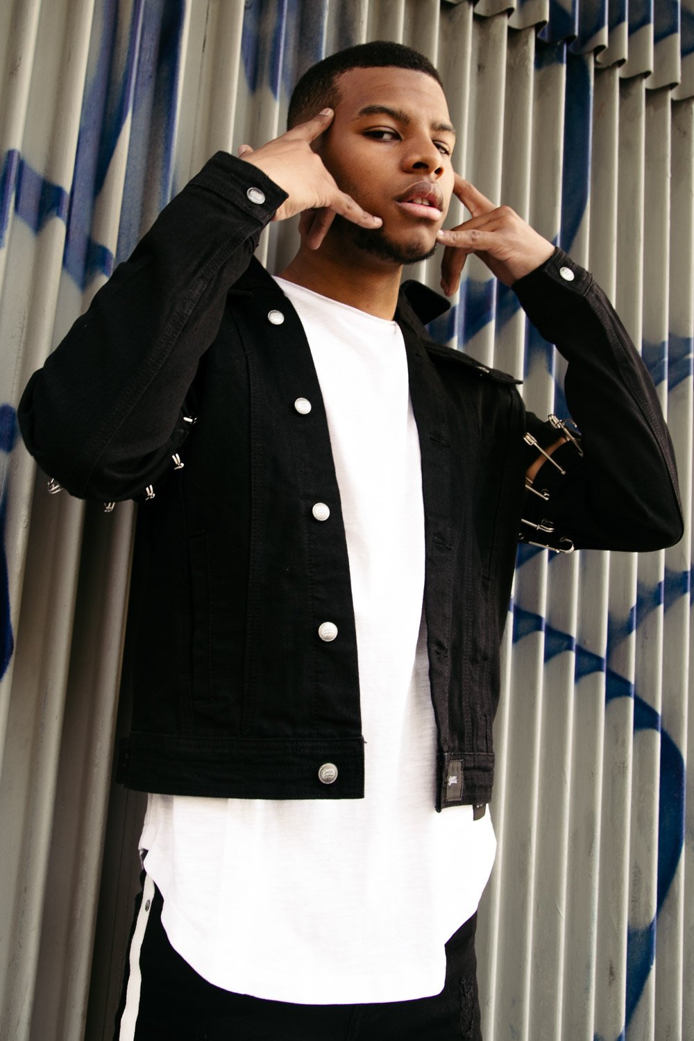 Sixth June - Veste rock épingles Noir