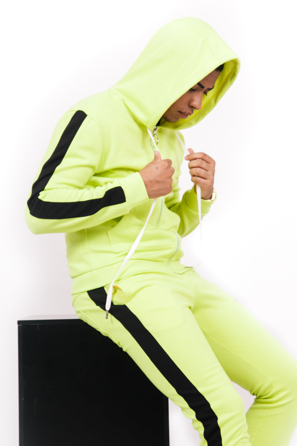 Sixth June - Sweat capuche bandes jaune noir