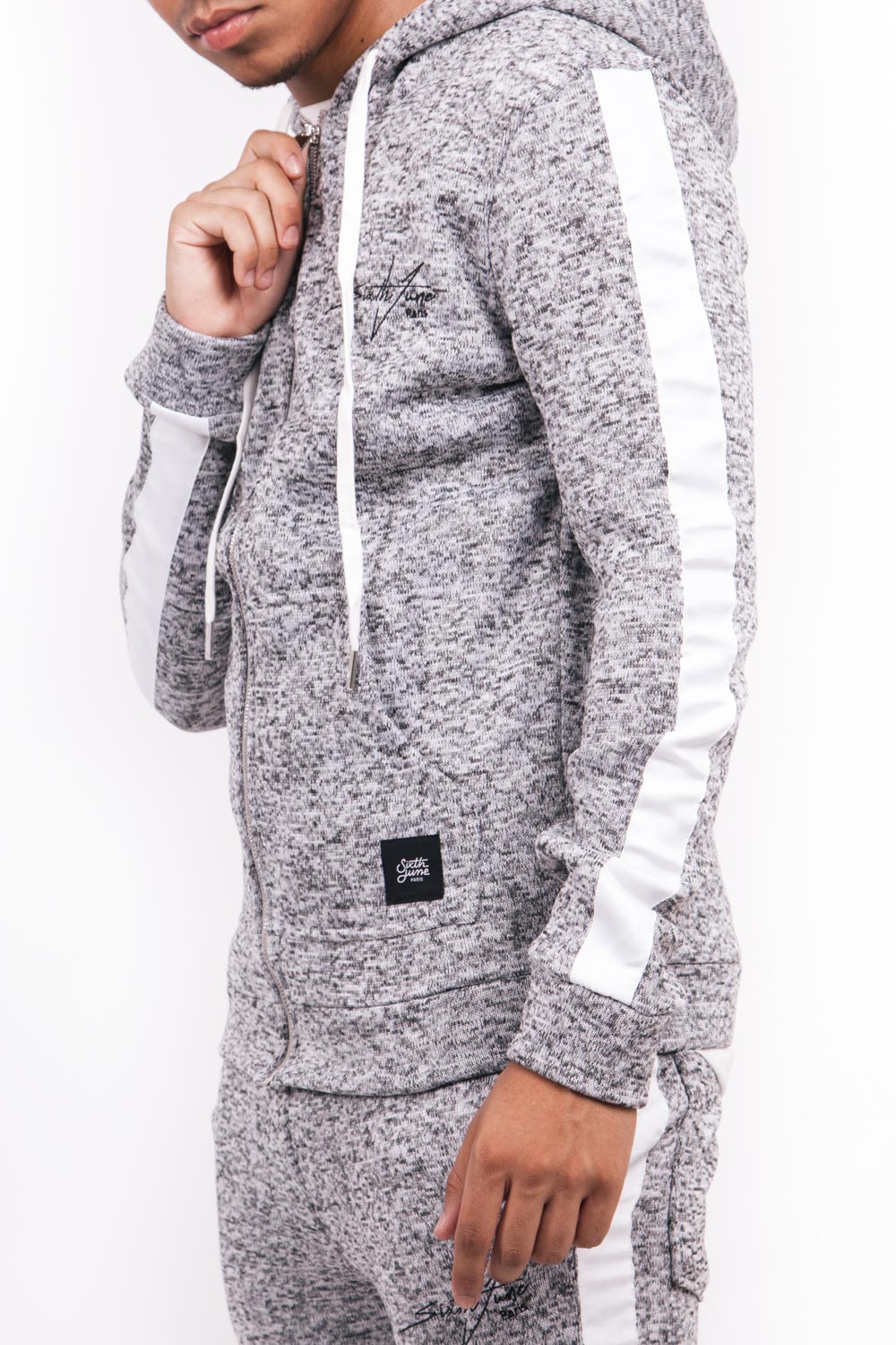 Sixth June - Sweat capuche bandes chiné