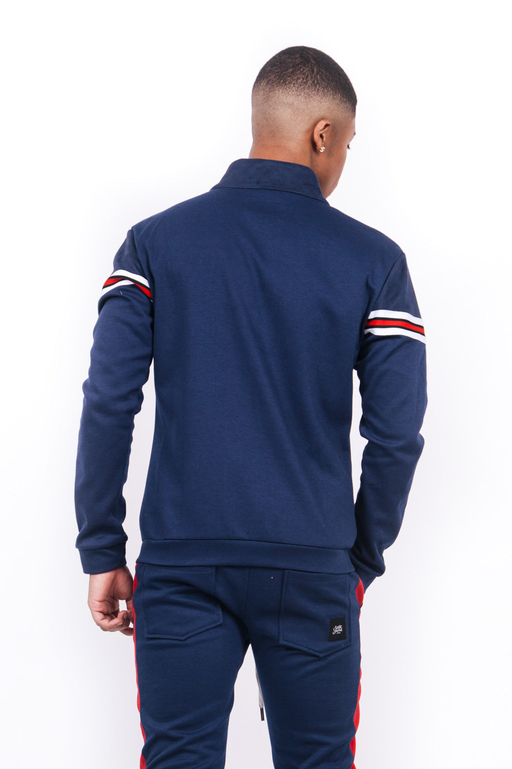 Sixth June - Veste bi-matière bandes V bleu