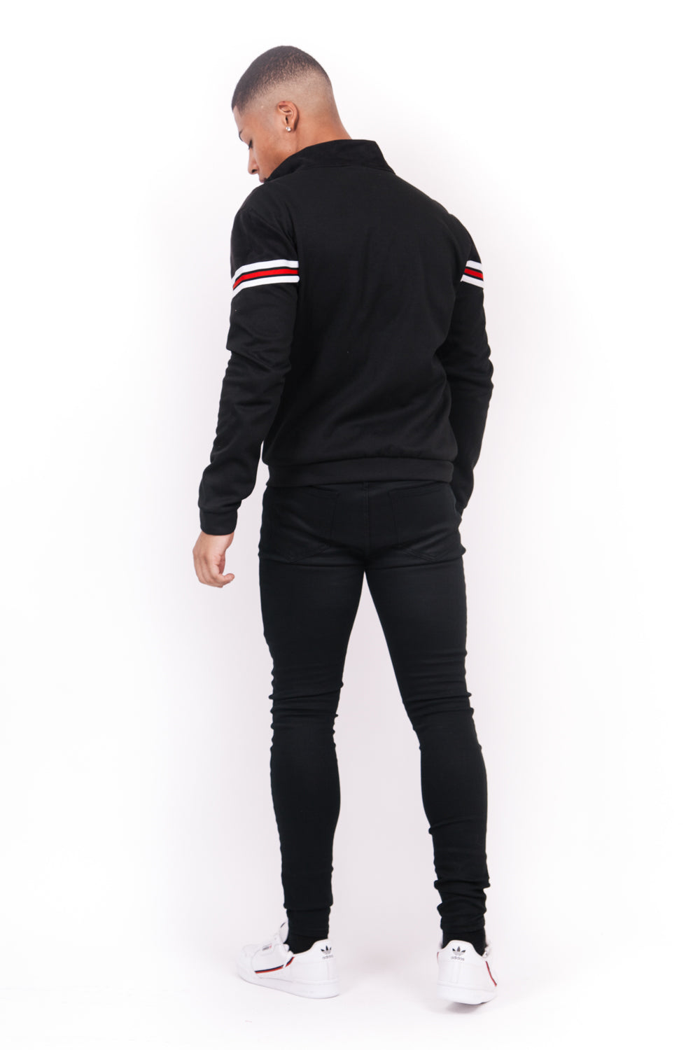 Sixth June - Veste bi-matière bandes V noire