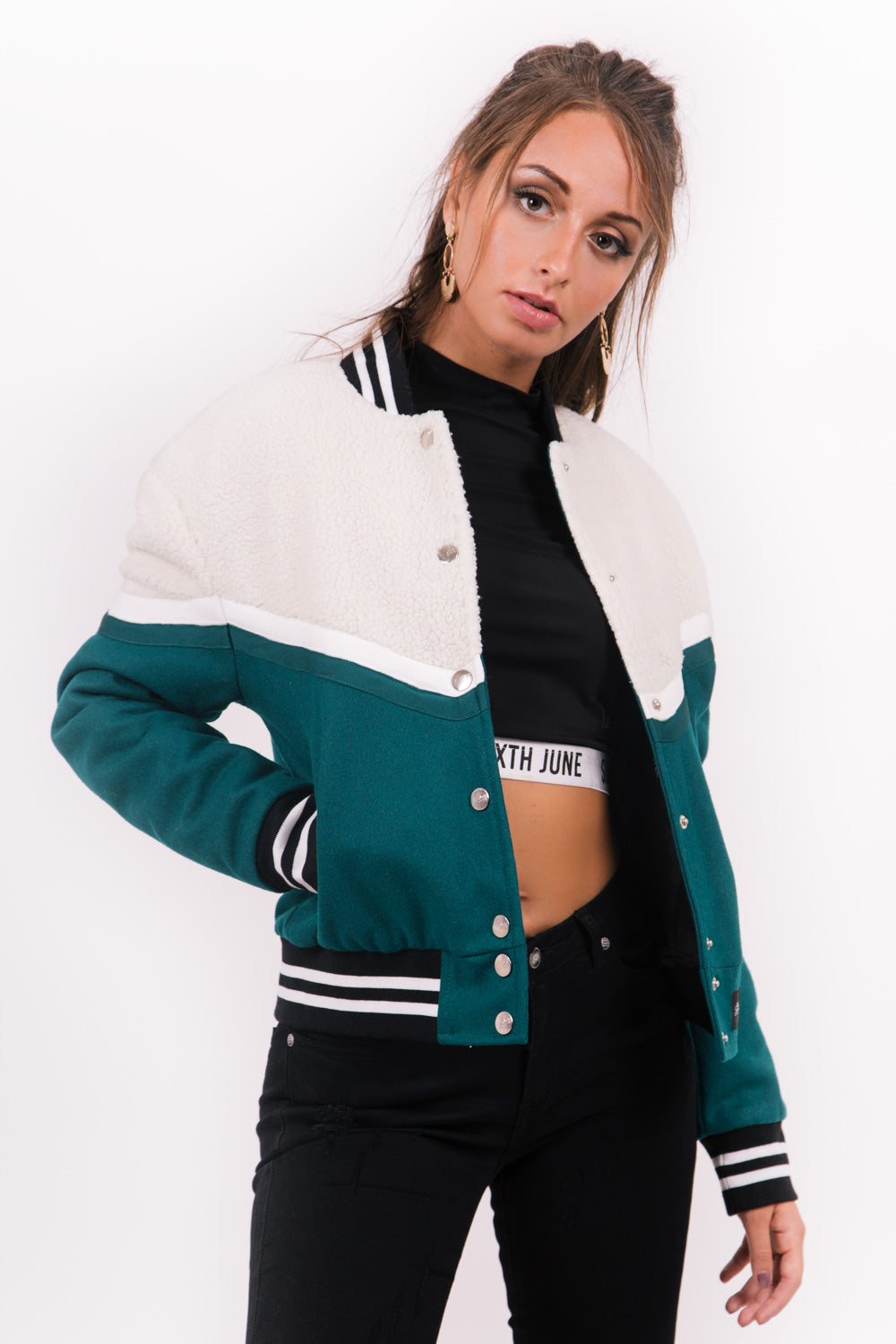 Sixth June - Teddy bi-matière beige vert