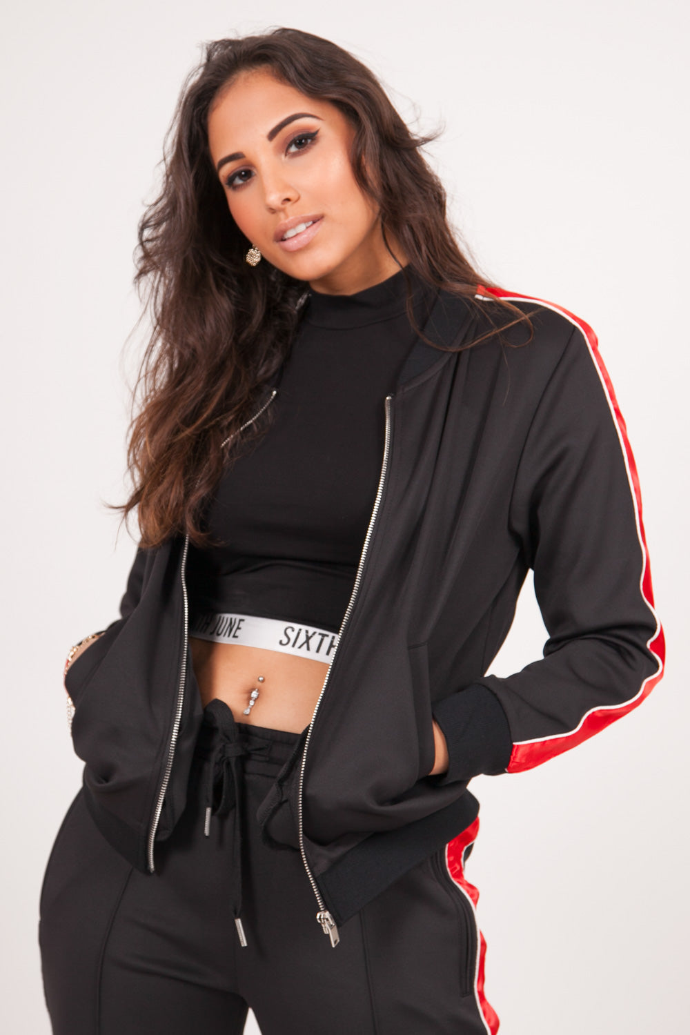 Sixth June - Veste bandes satin Parisiennes noir