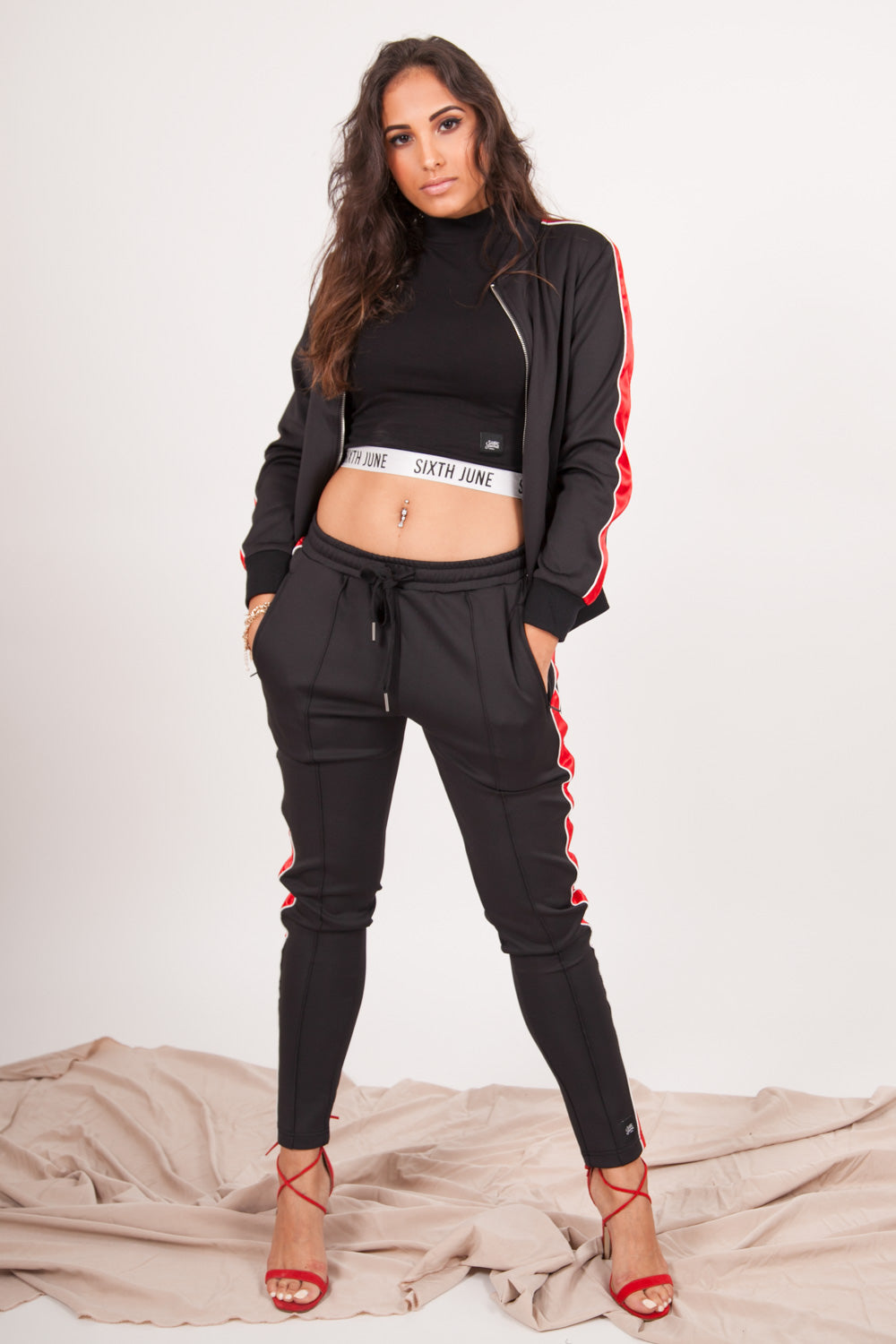 Sixth June - Veste bandes satin Parisiennes noir