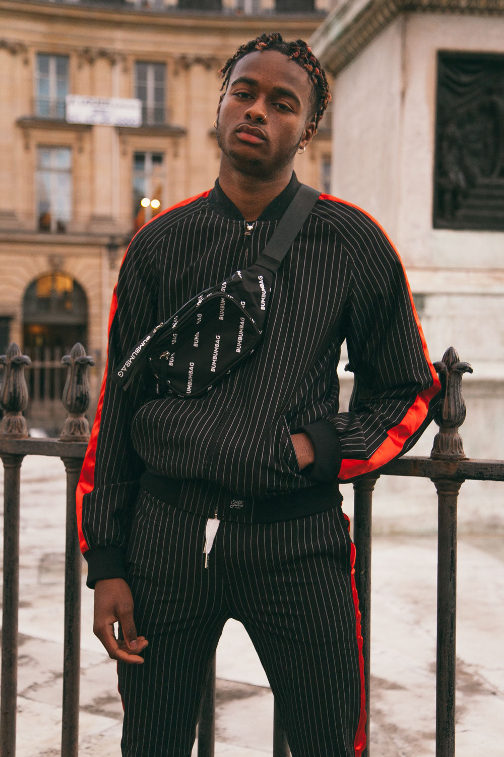 Sixth June - Veste rayée baseball noir rouge