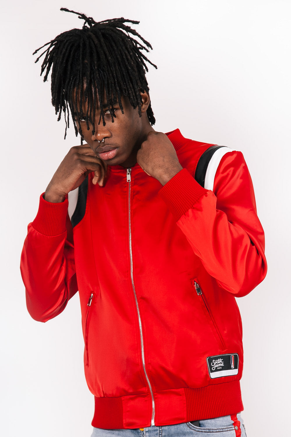 Sixth June - Teddy satin empiècement épaule rouge