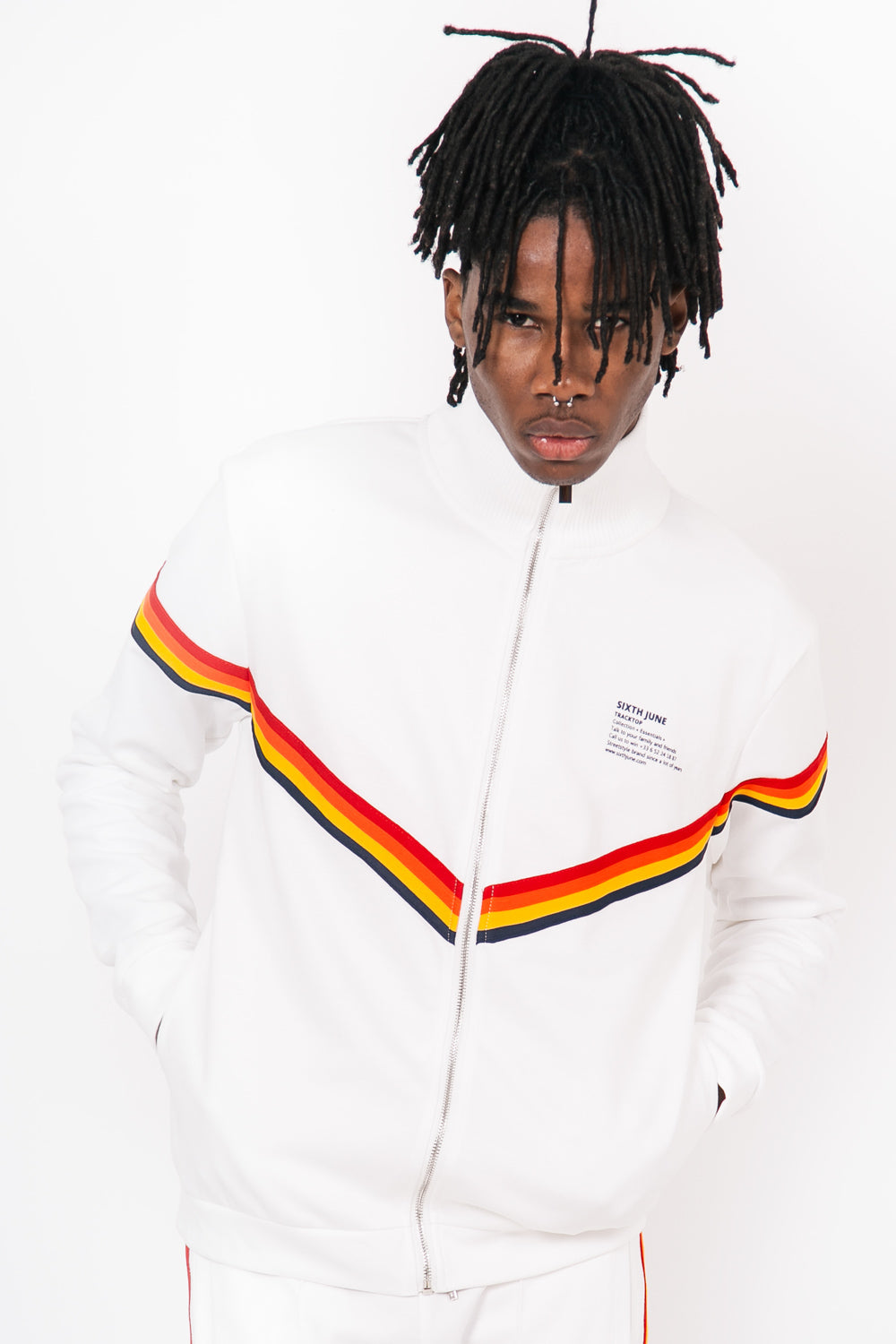 Sixth June - Veste bandes V 4 couleurs blanc