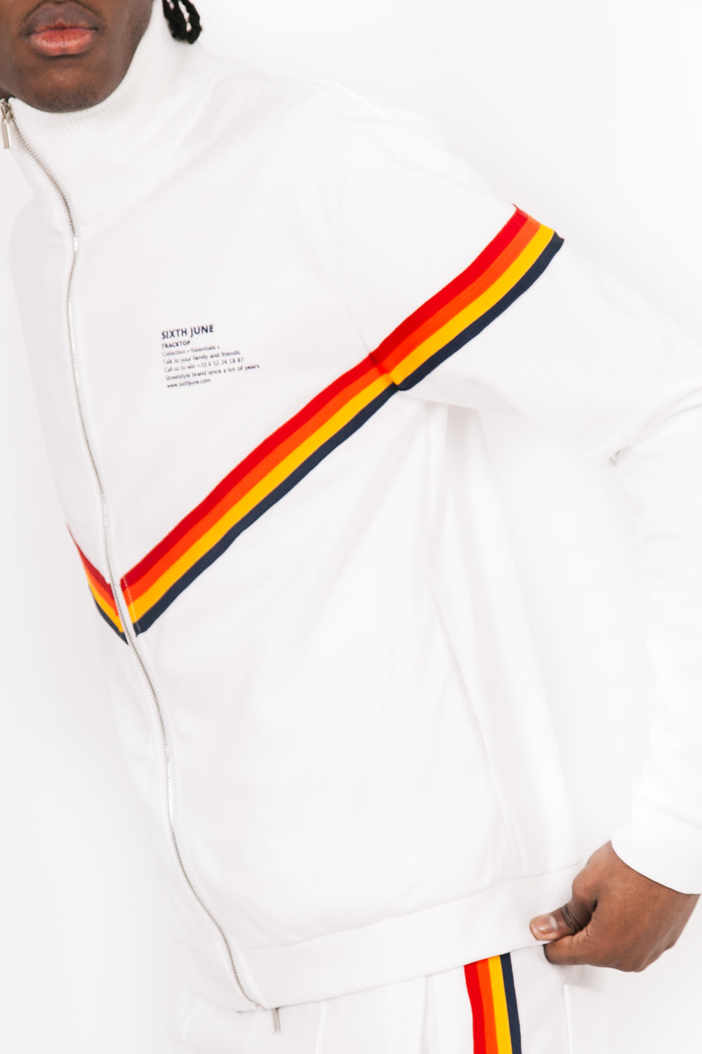 Sixth June - Veste bandes V 4 couleurs blanc