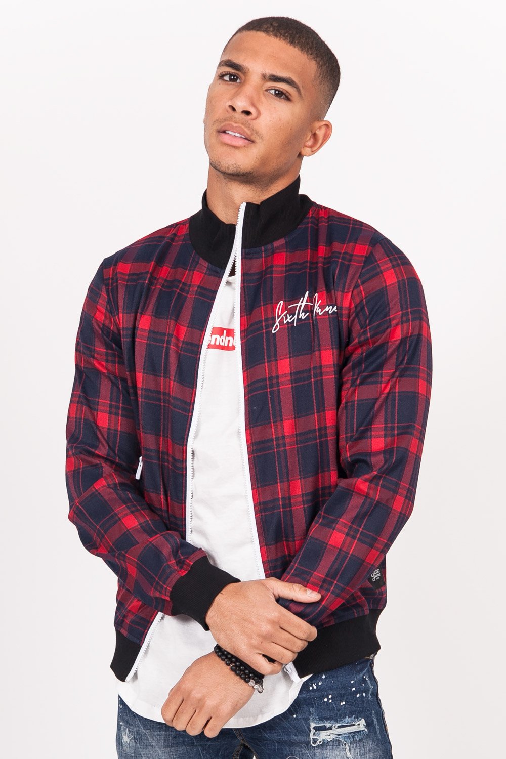 Tartan Printed Jacket Red Blue