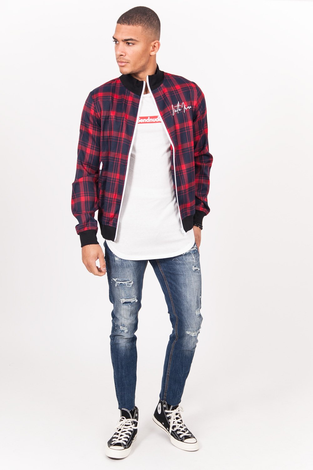 Tartan Printed Jacket Red Blue