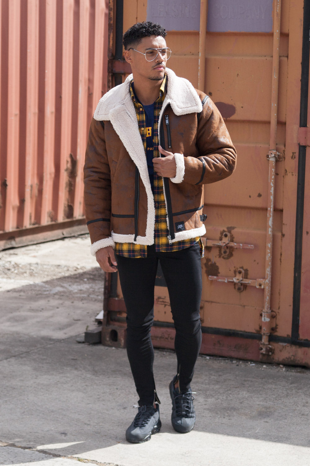 Sixth June - Veste aviateur revers faux mouton Marron