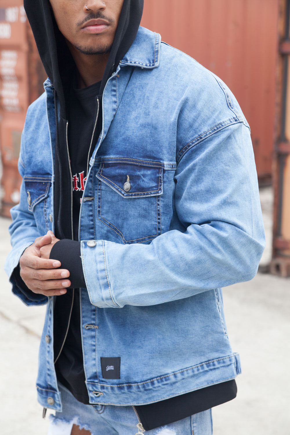 Sixth June - Veste jean épaules tombantes bleu