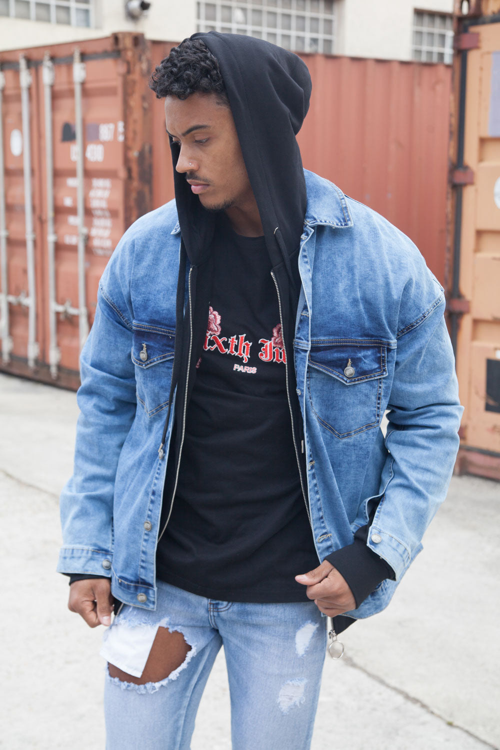 Sixth June - Veste jean épaules tombantes bleu