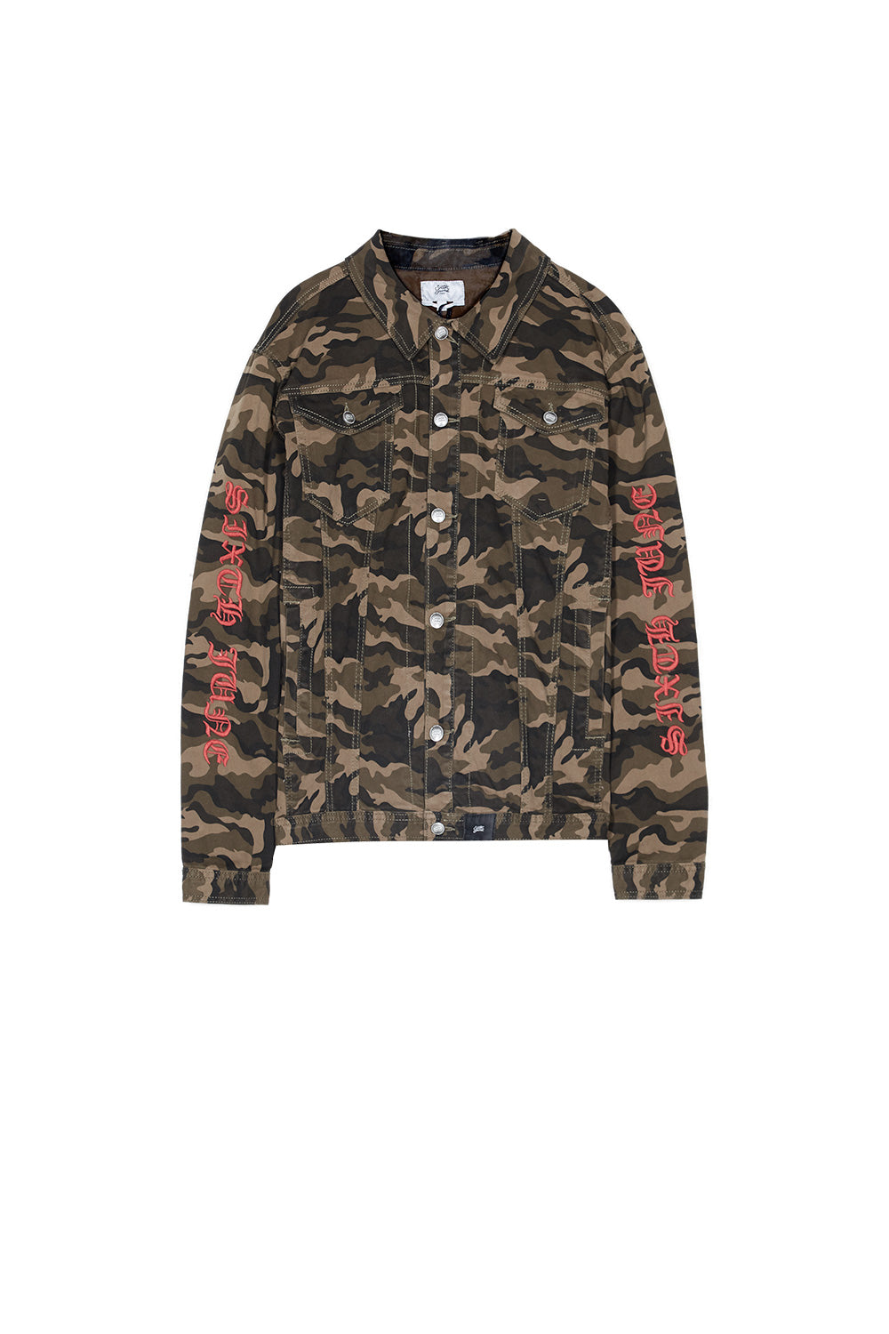 Sixth June - Veste jean camouflage brodée vert