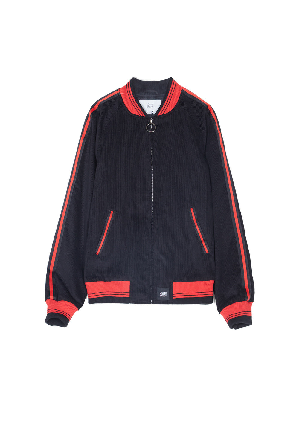 Sixth June - Veste velours côtelé bandes noir rouge