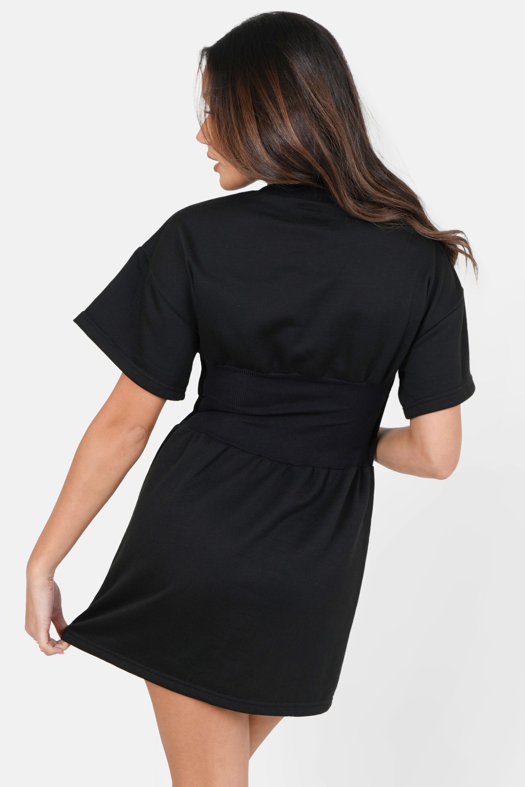 Corset tee dress black