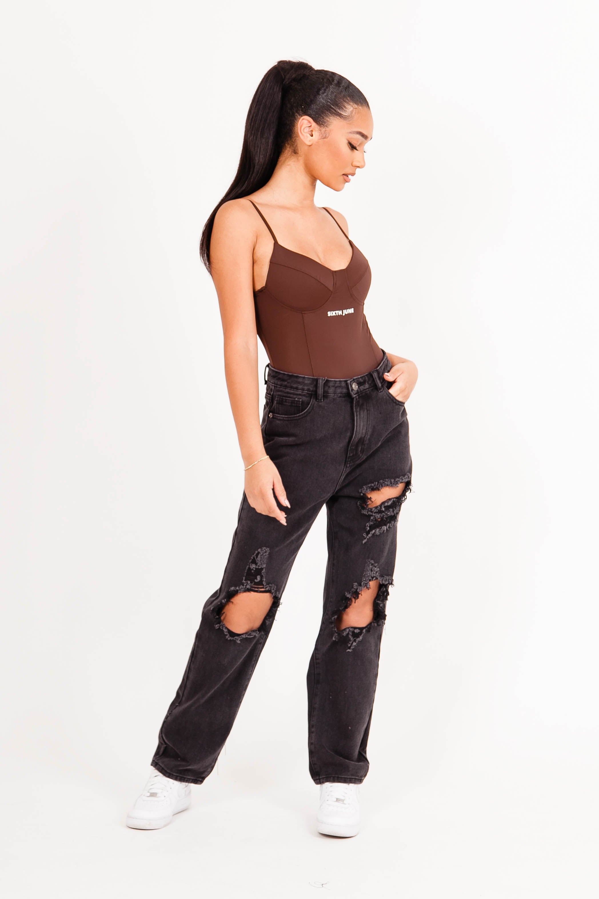 Sixth June - Body corset logo marron