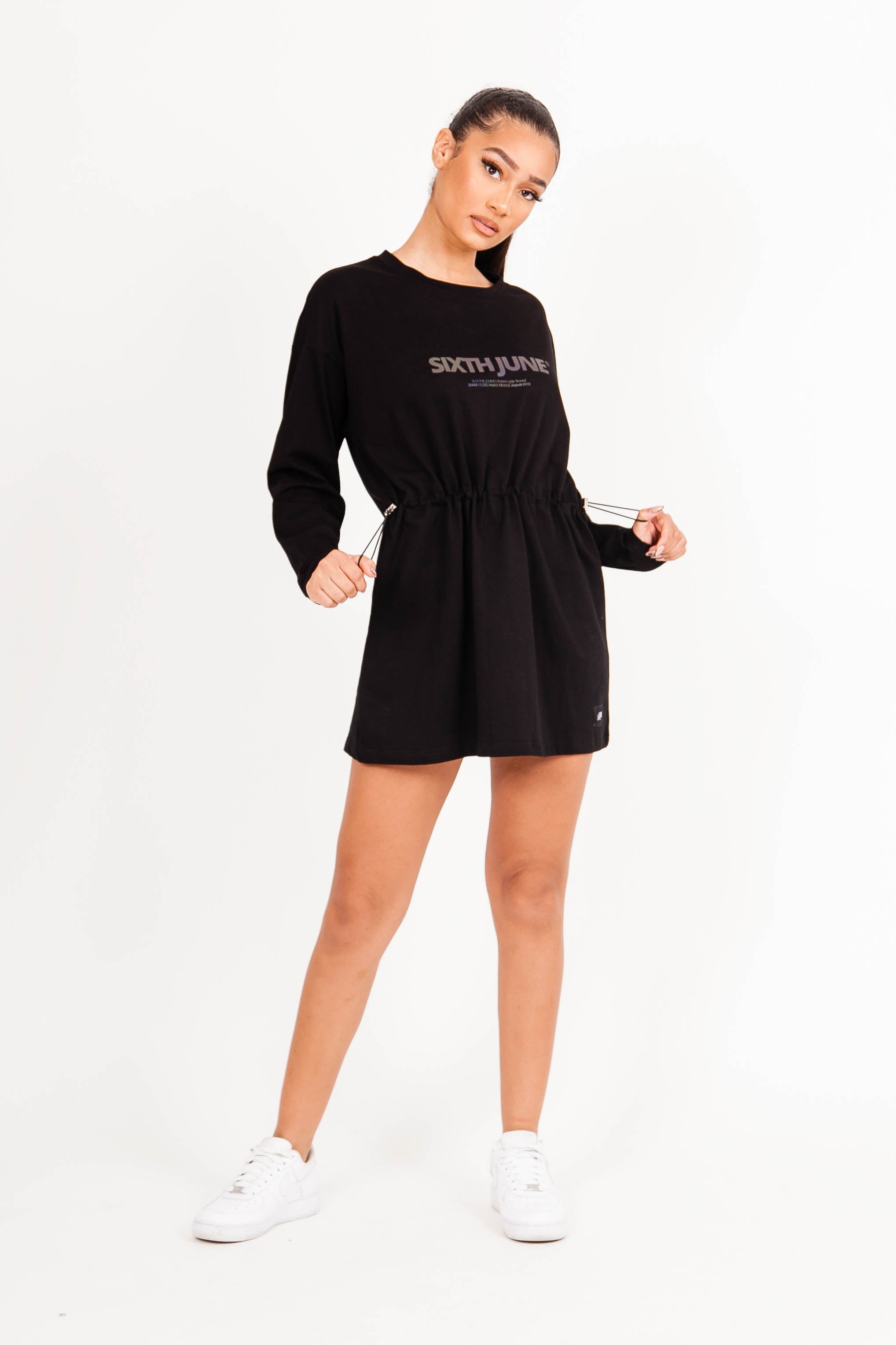 Sixth June - Robe manches longues cordon serrage noir