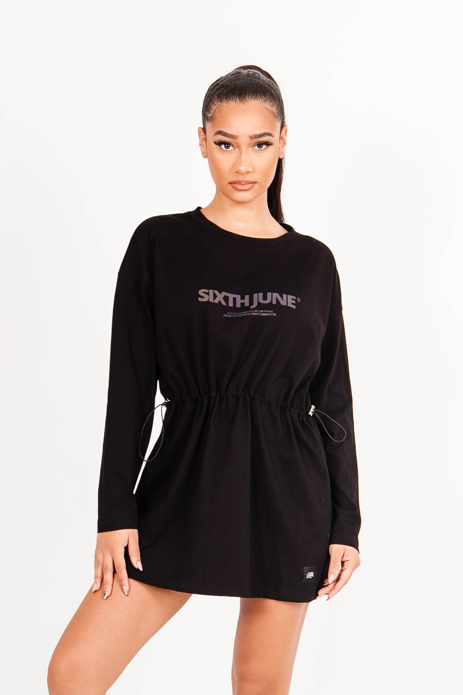 Sixth June - Robe manches longues cordon serrage noir