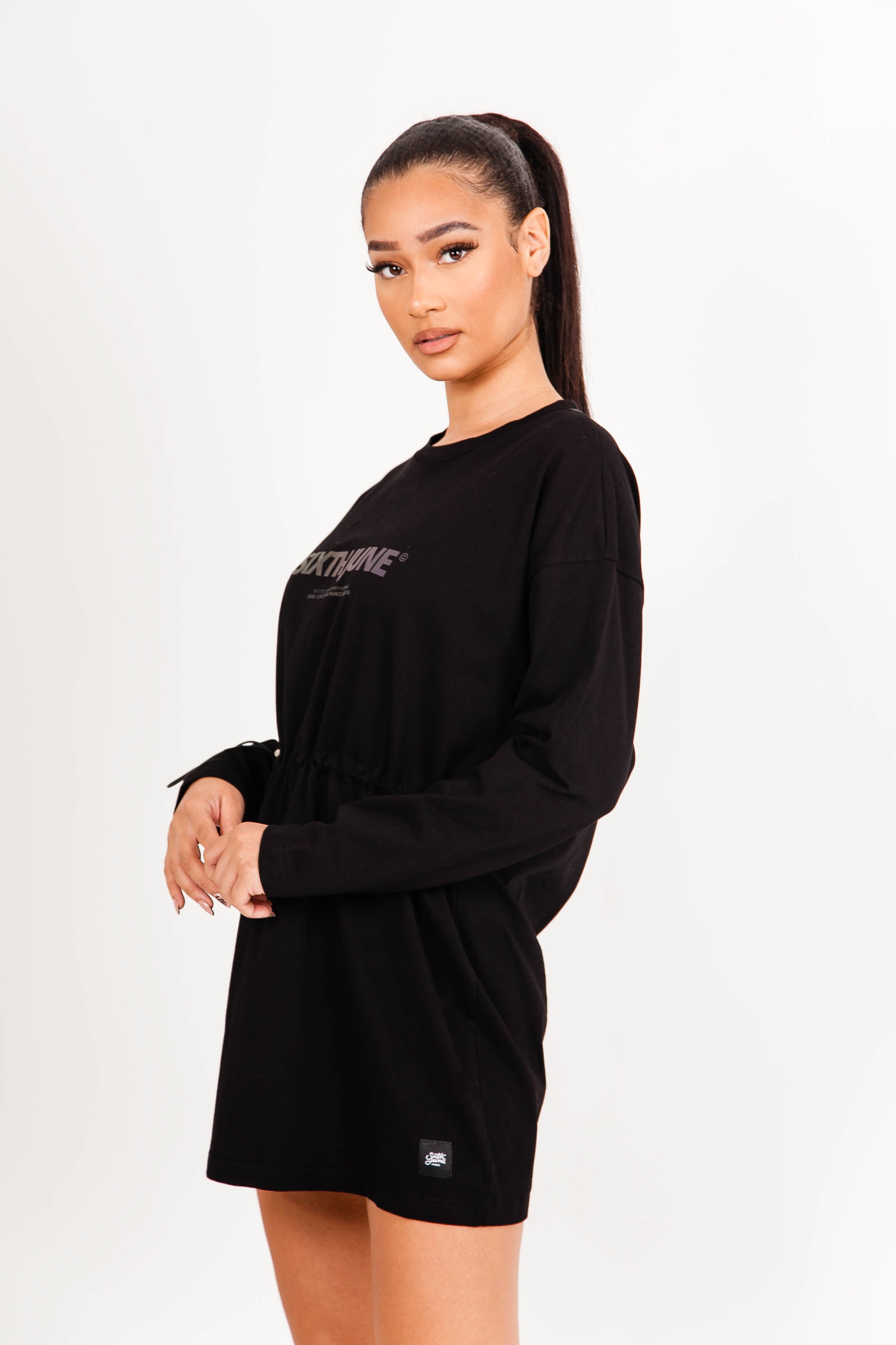 Sixth June - Robe manches longues cordon serrage noir