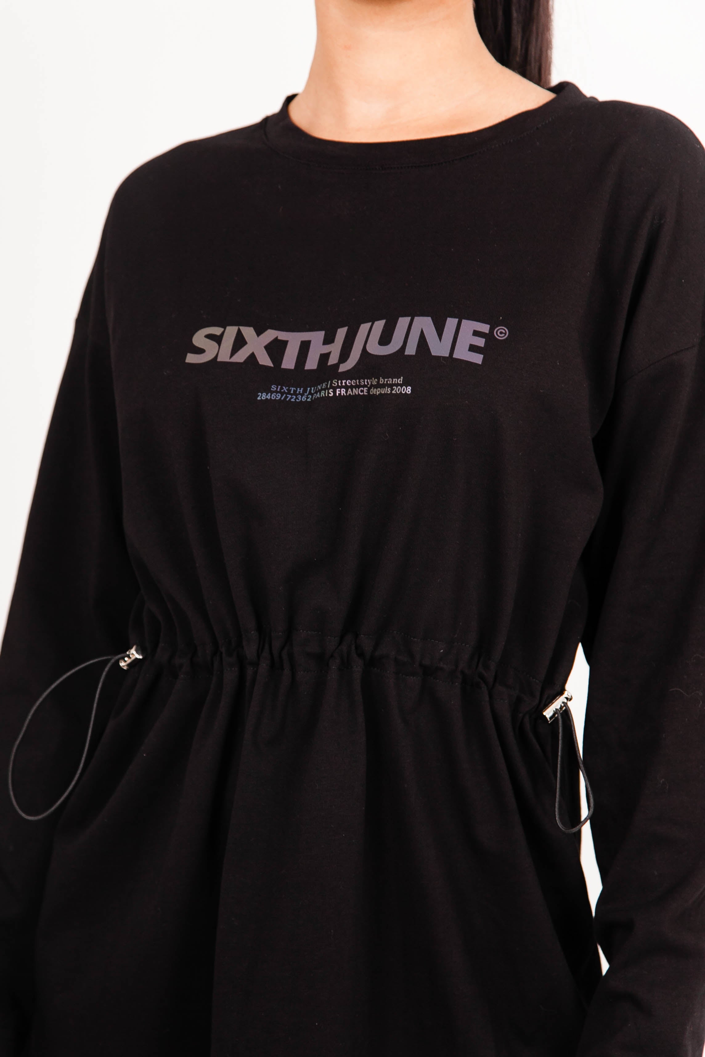 Sixth June - Robe manches longues cordon serrage noir