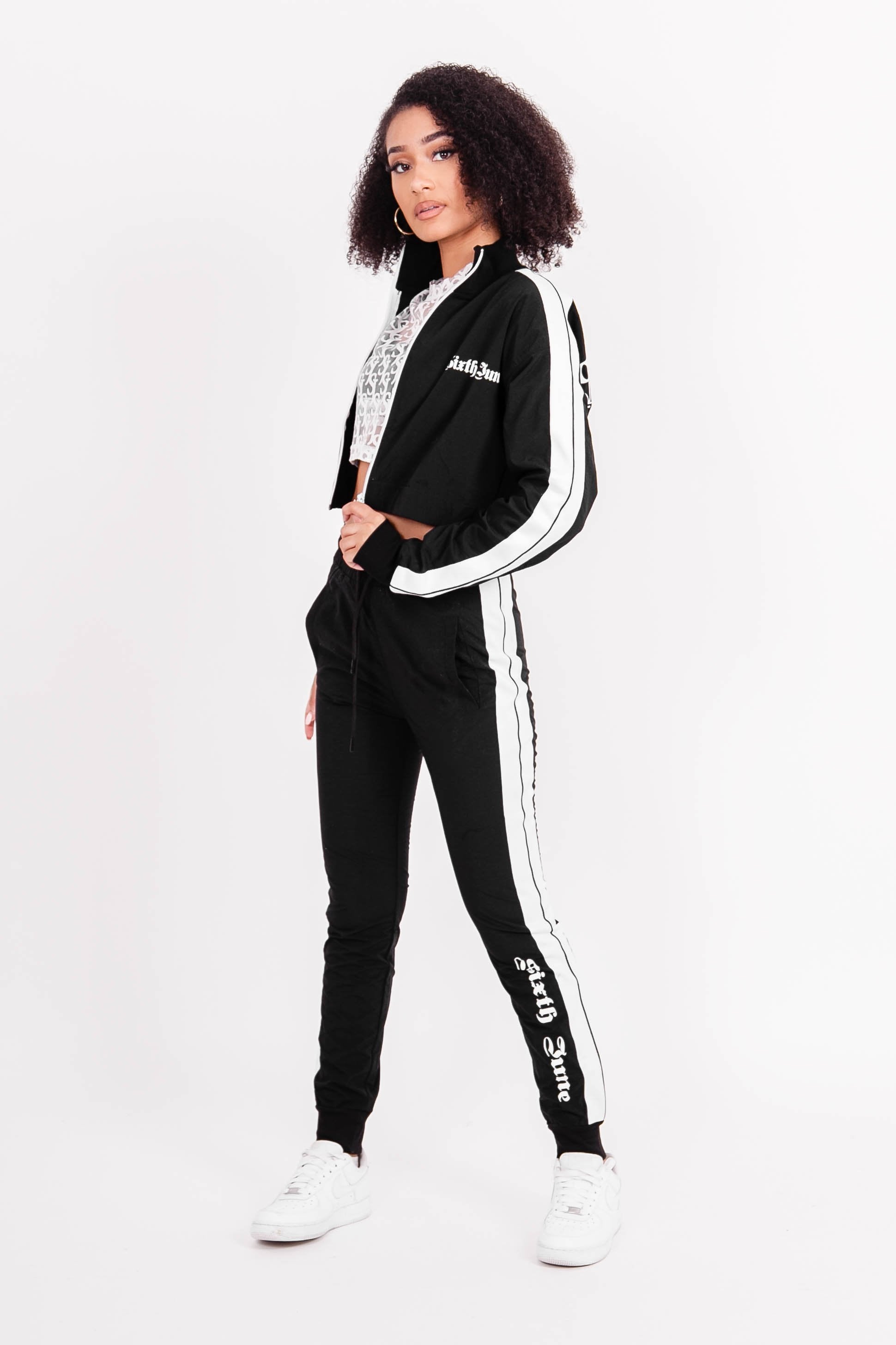 Sixth June - Jogging nylon bandes gothique Noir