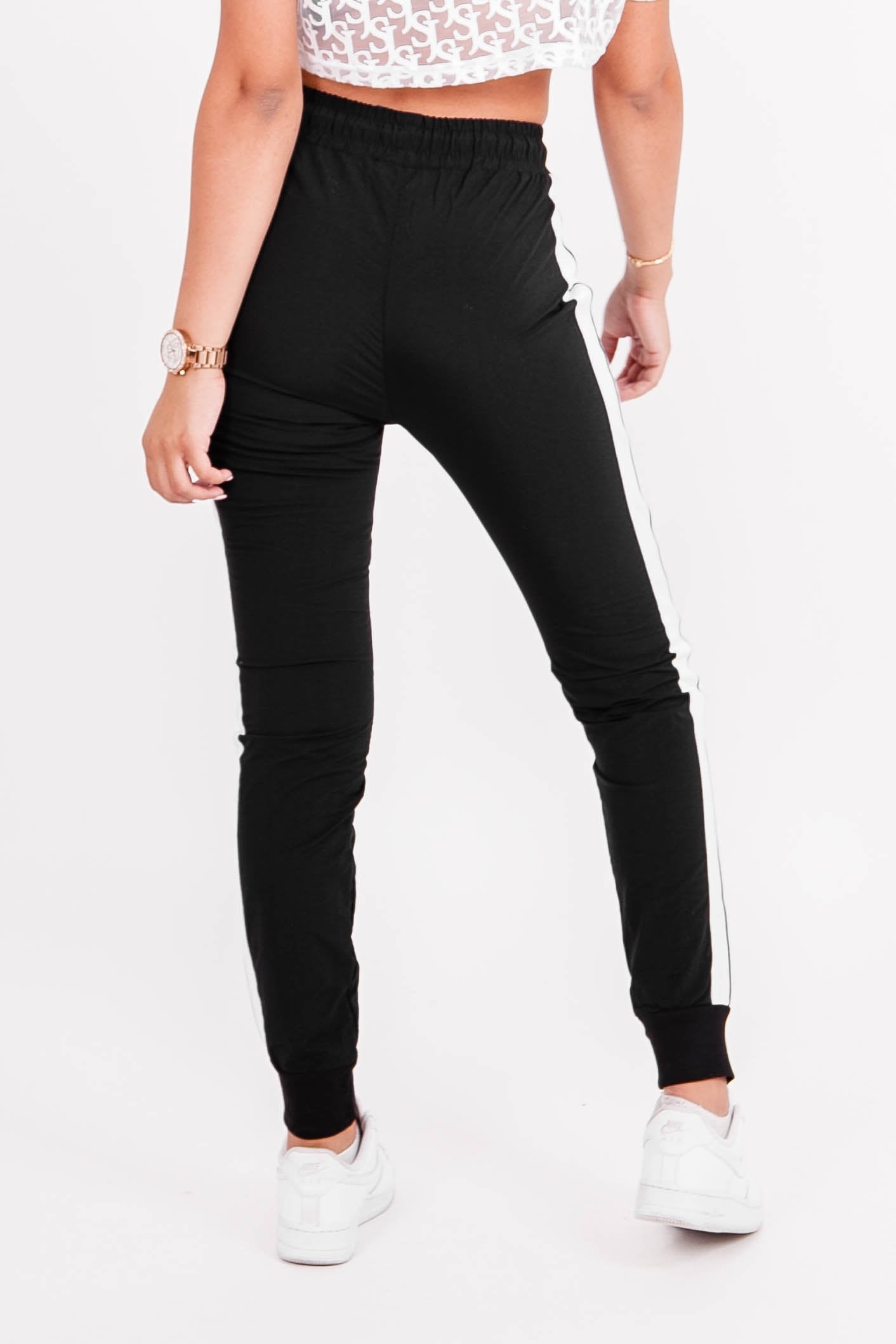 Sixth June - Jogging nylon bandes gothique Noir