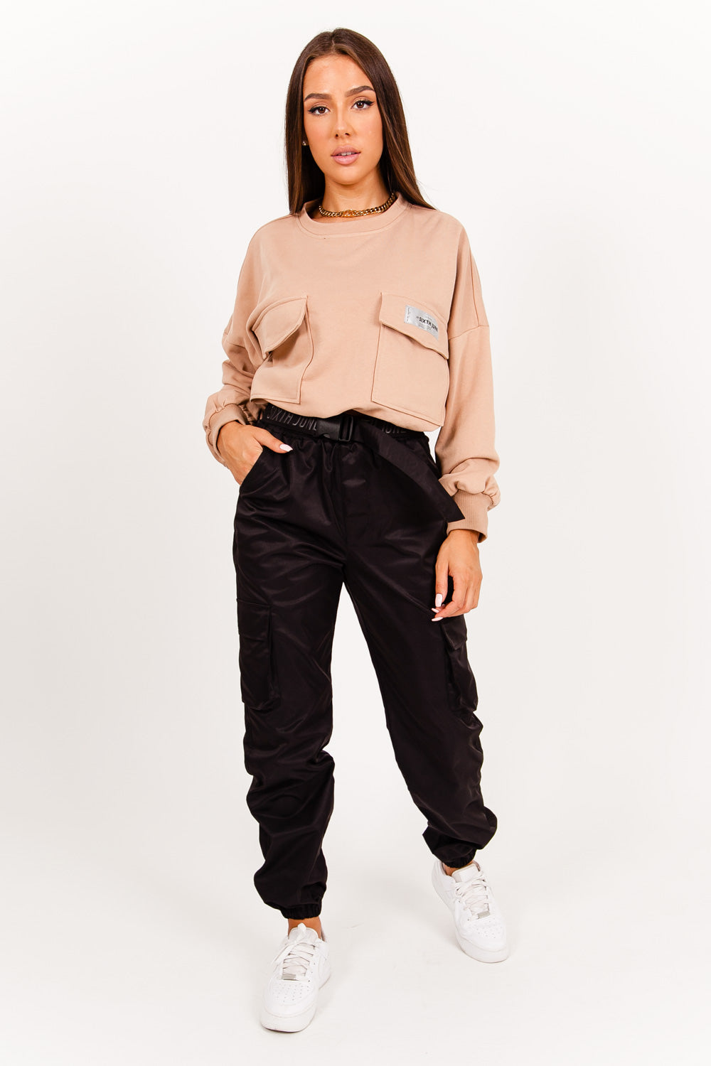 Sixth June - Logo patch sweatshirt beige