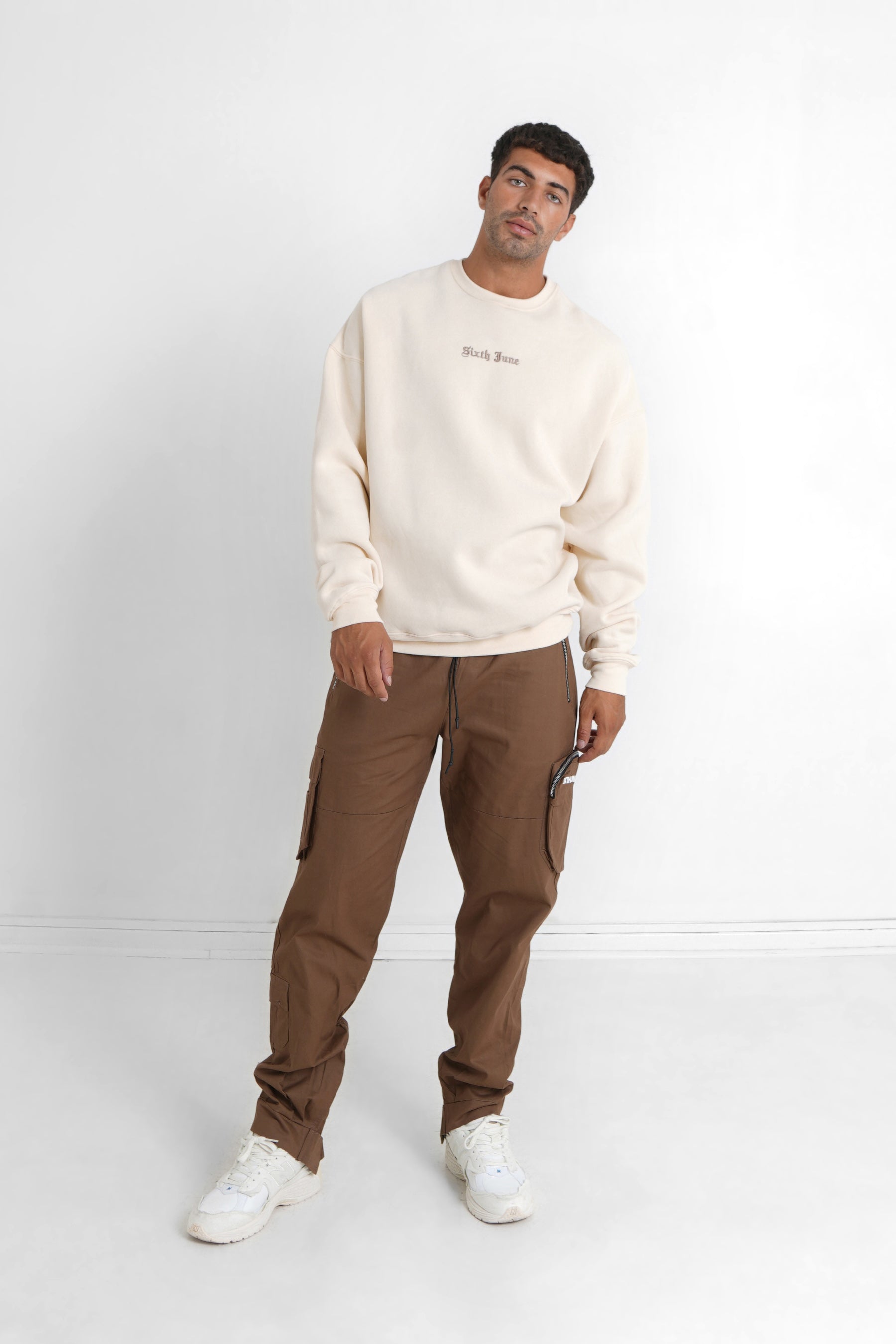 Sixth June - Pantalon cargo zip Marron foncé