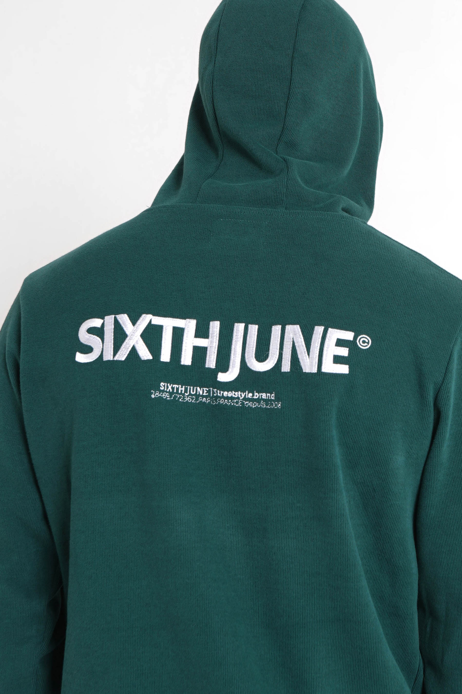 Sixth June - Sweat capuche côtelé patch Vert foncé