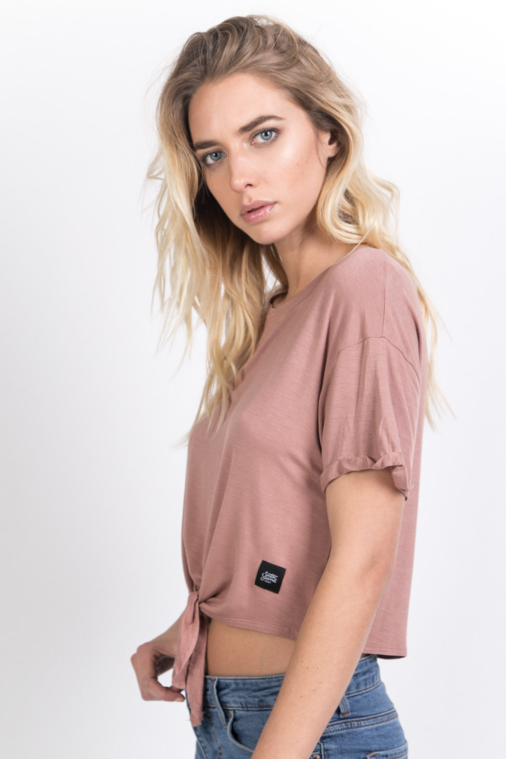 Sixth June - T-shirt crop top noeud beige