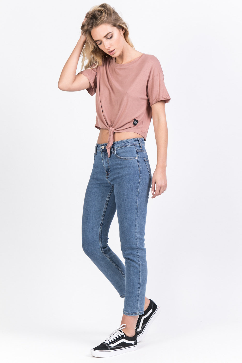 Sixth June - T-shirt crop top noeud beige
