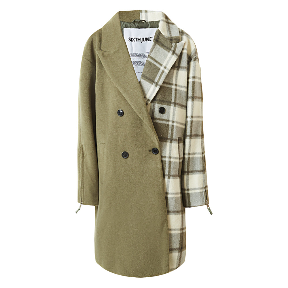 Sixth June - Veste longue duveteuse carreaux Vert