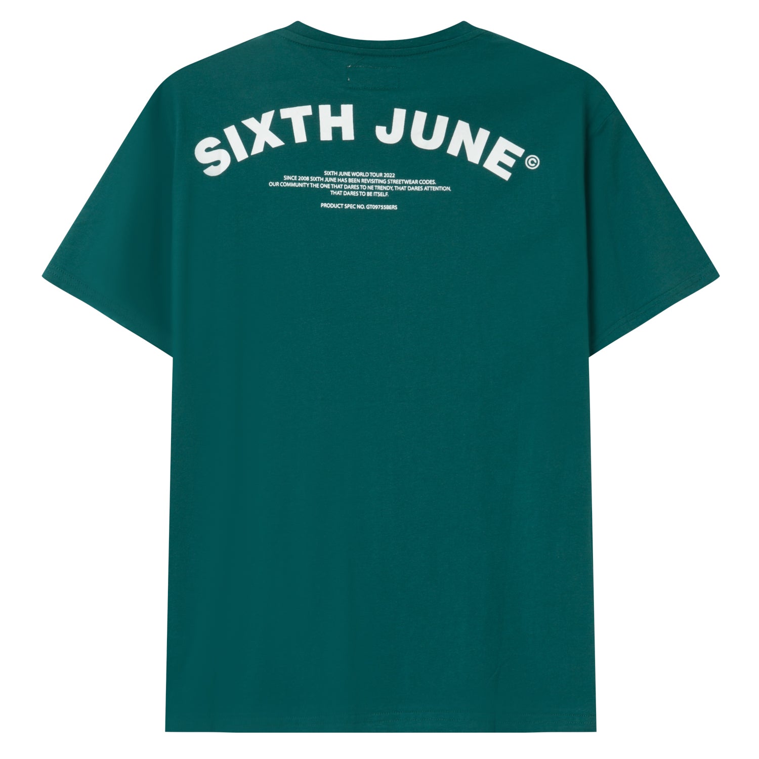 Sixth June - T-shirt logo incurvé avant arrière Vert foncé