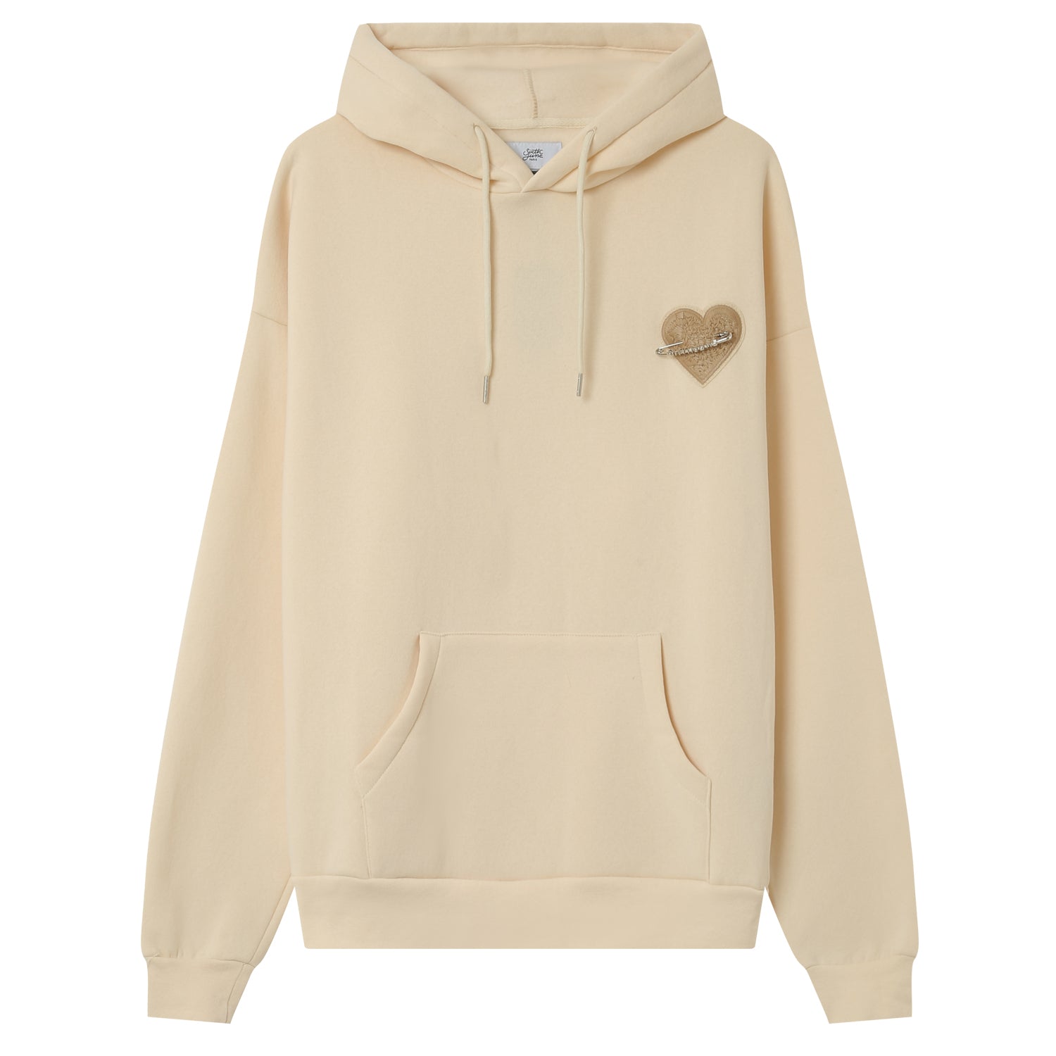 Sixth June - Sweat capuche coeur brodé molletonné Beige clair