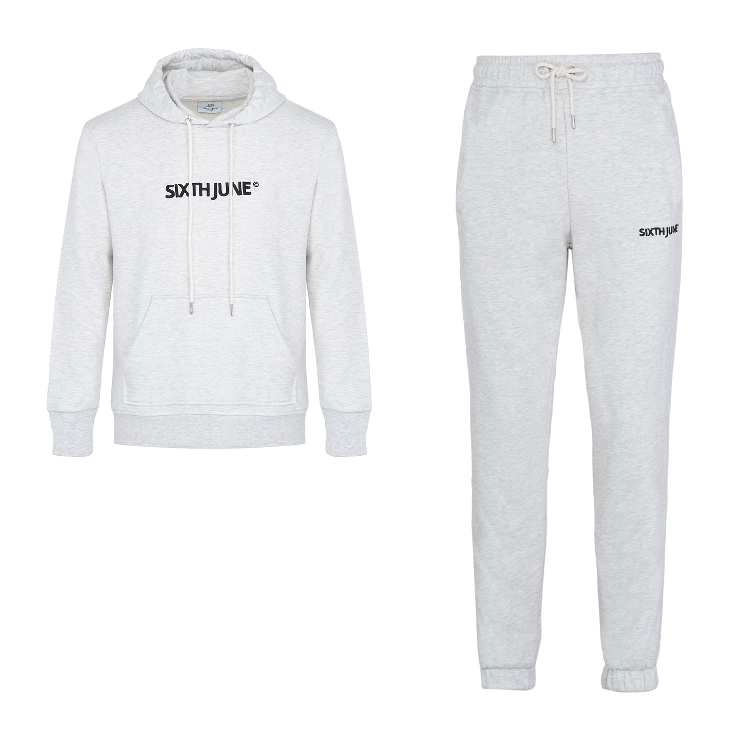 Sixth June - Jogging + sweat capuche logo brodé Gris clair