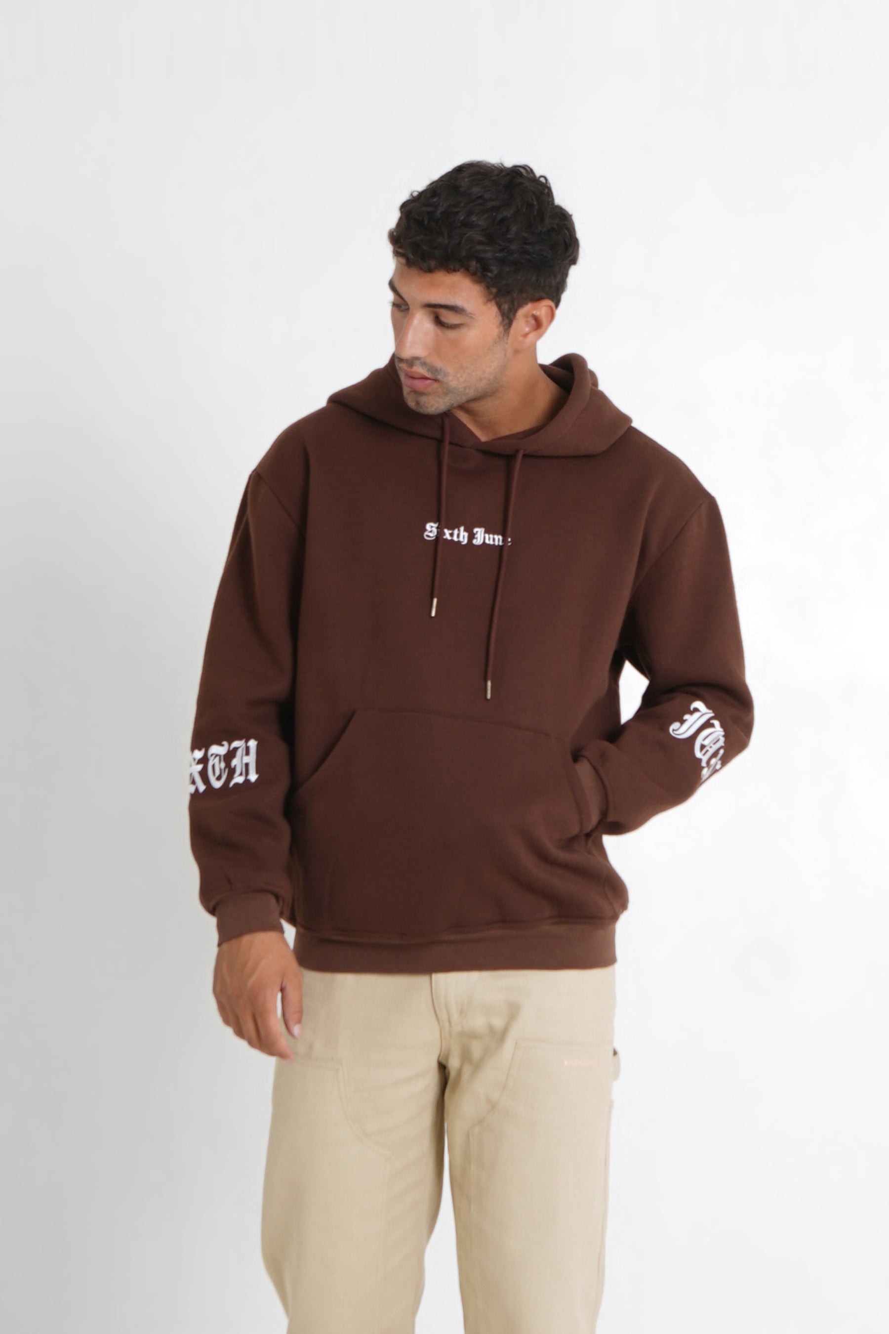 Sweatshirt capuche crew molletonné Marron foncé