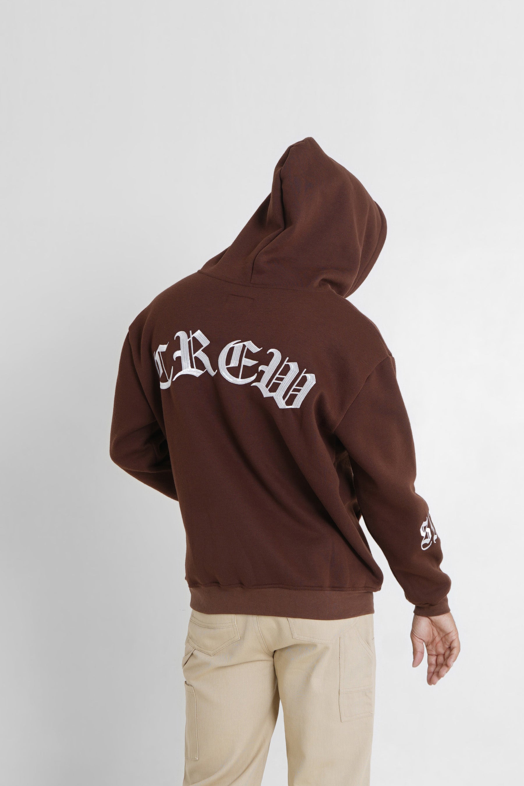 Sweatshirt capuche crew molletonné Marron foncé