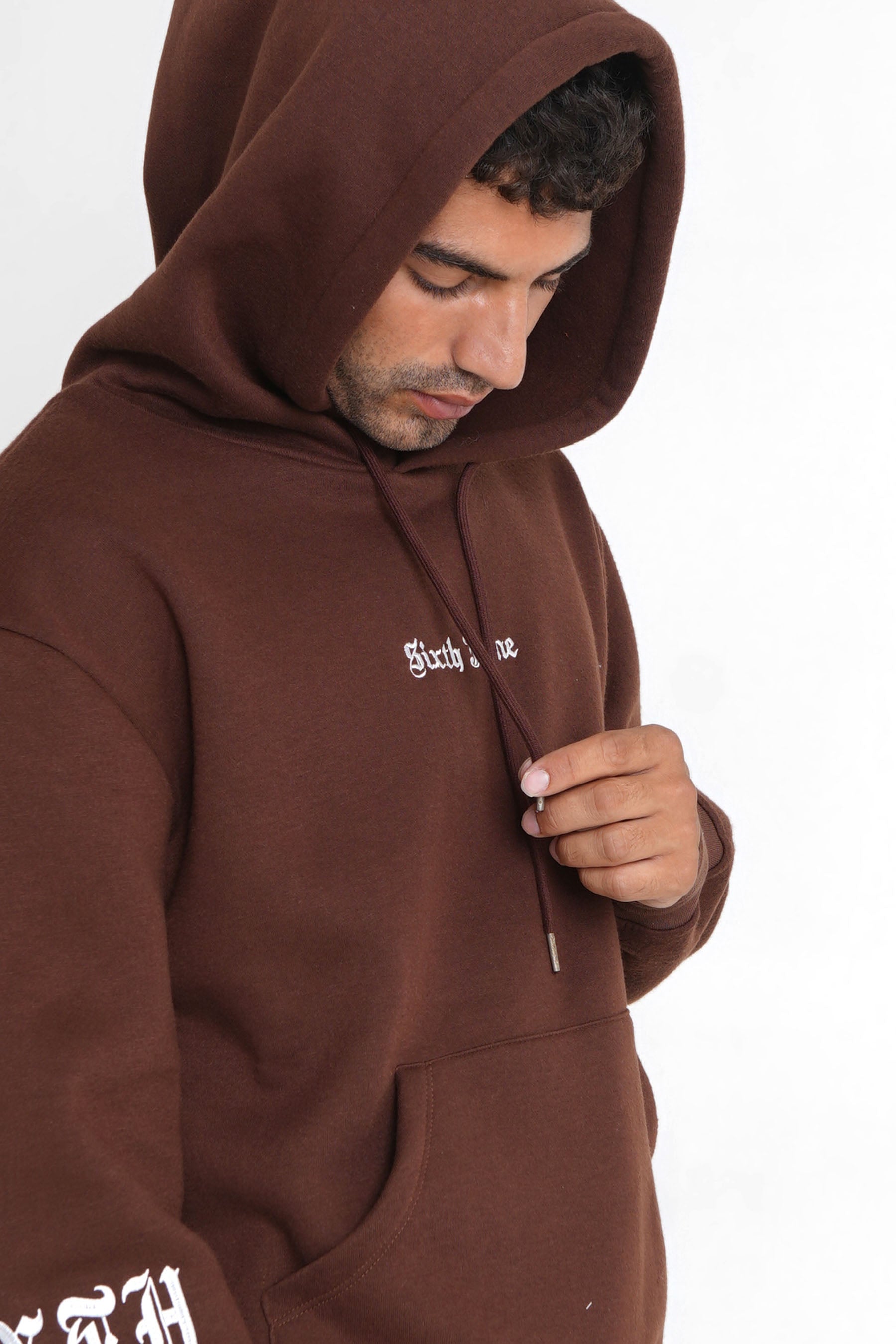 Sweatshirt capuche crew molletonné Marron foncé