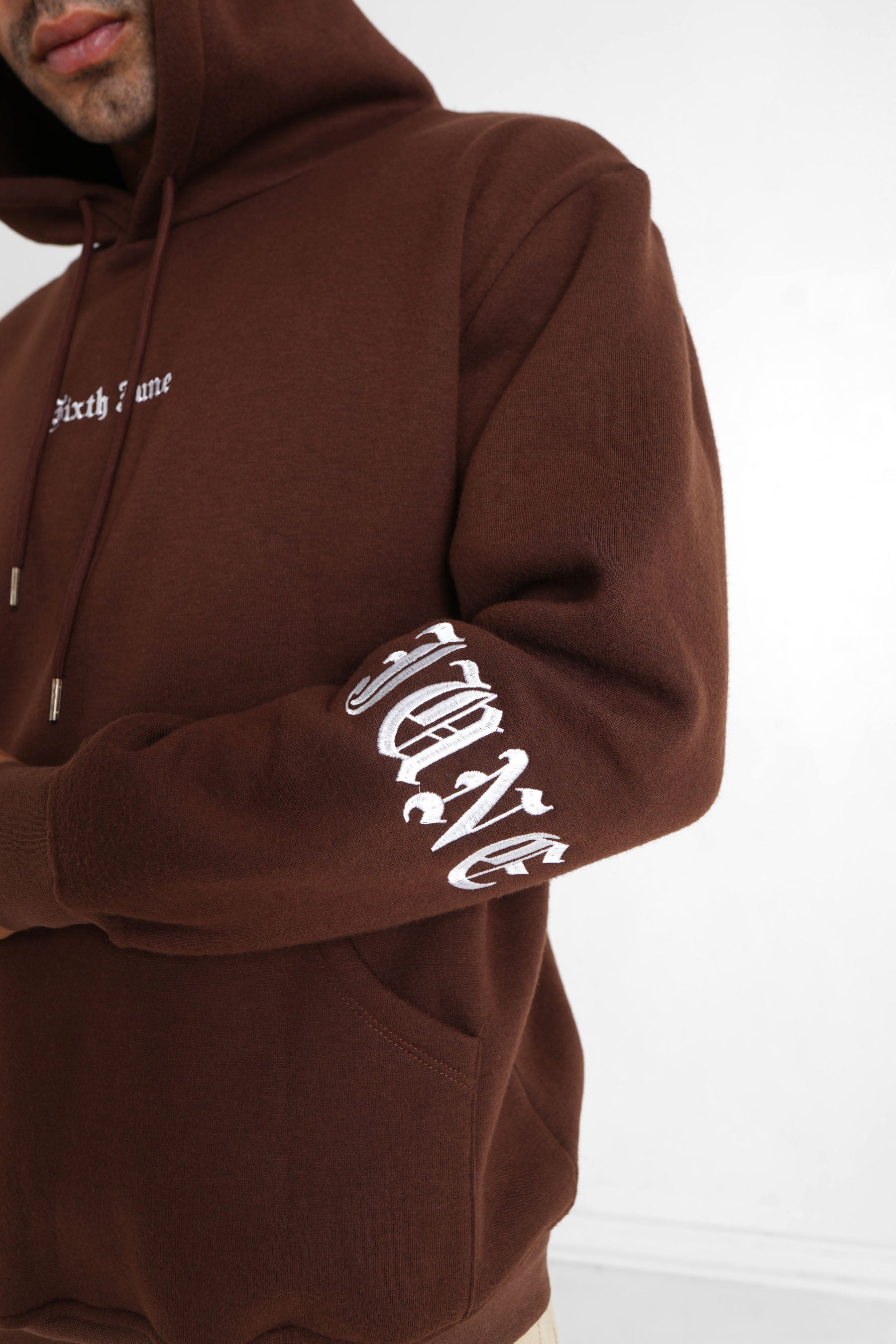Sweatshirt capuche crew molletonné Marron foncé