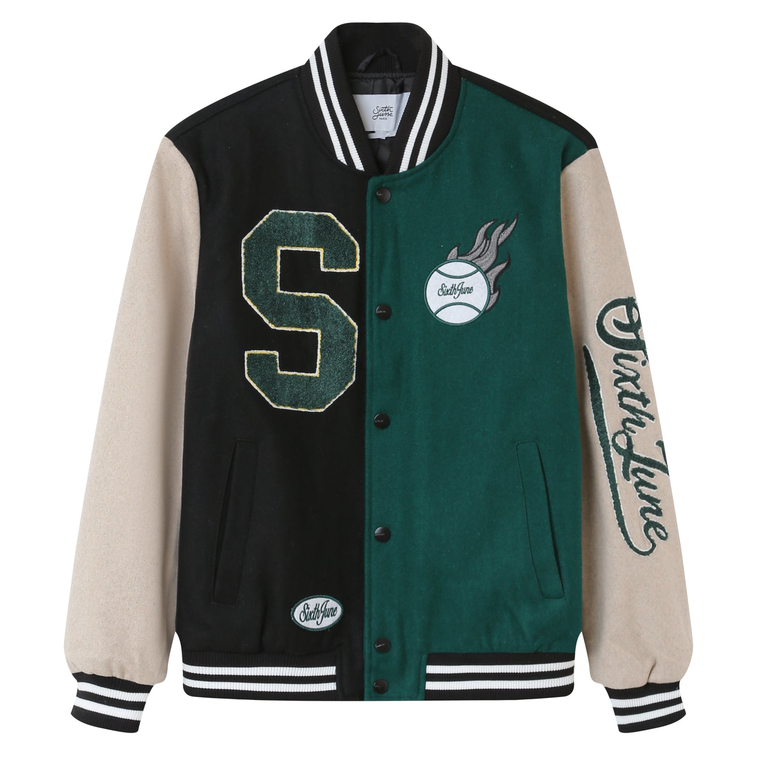 Sixth June - Veste universitaire bicolore Noir