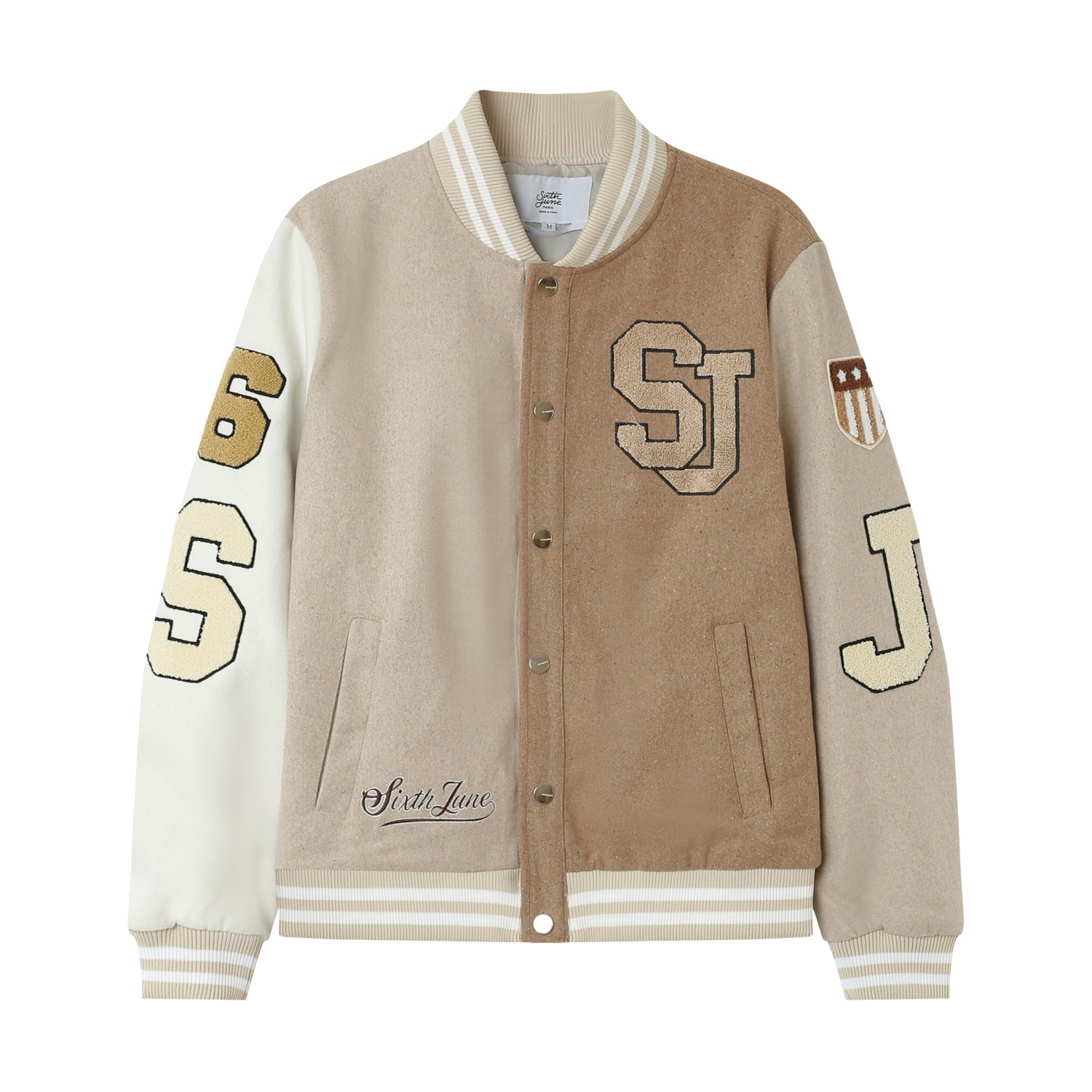 Sixth June - Veste bicolore brodée Beige