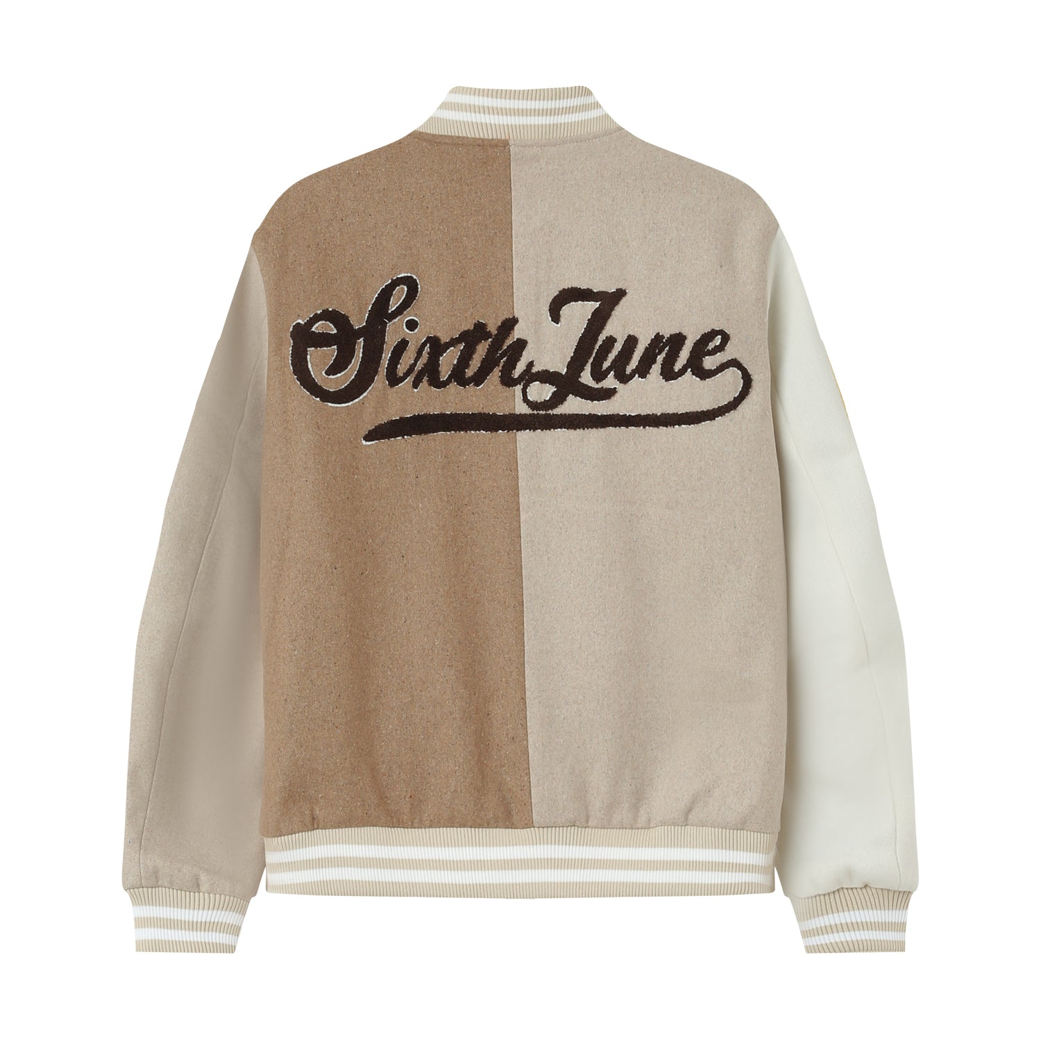 Sixth June - Veste bicolore brodée Beige