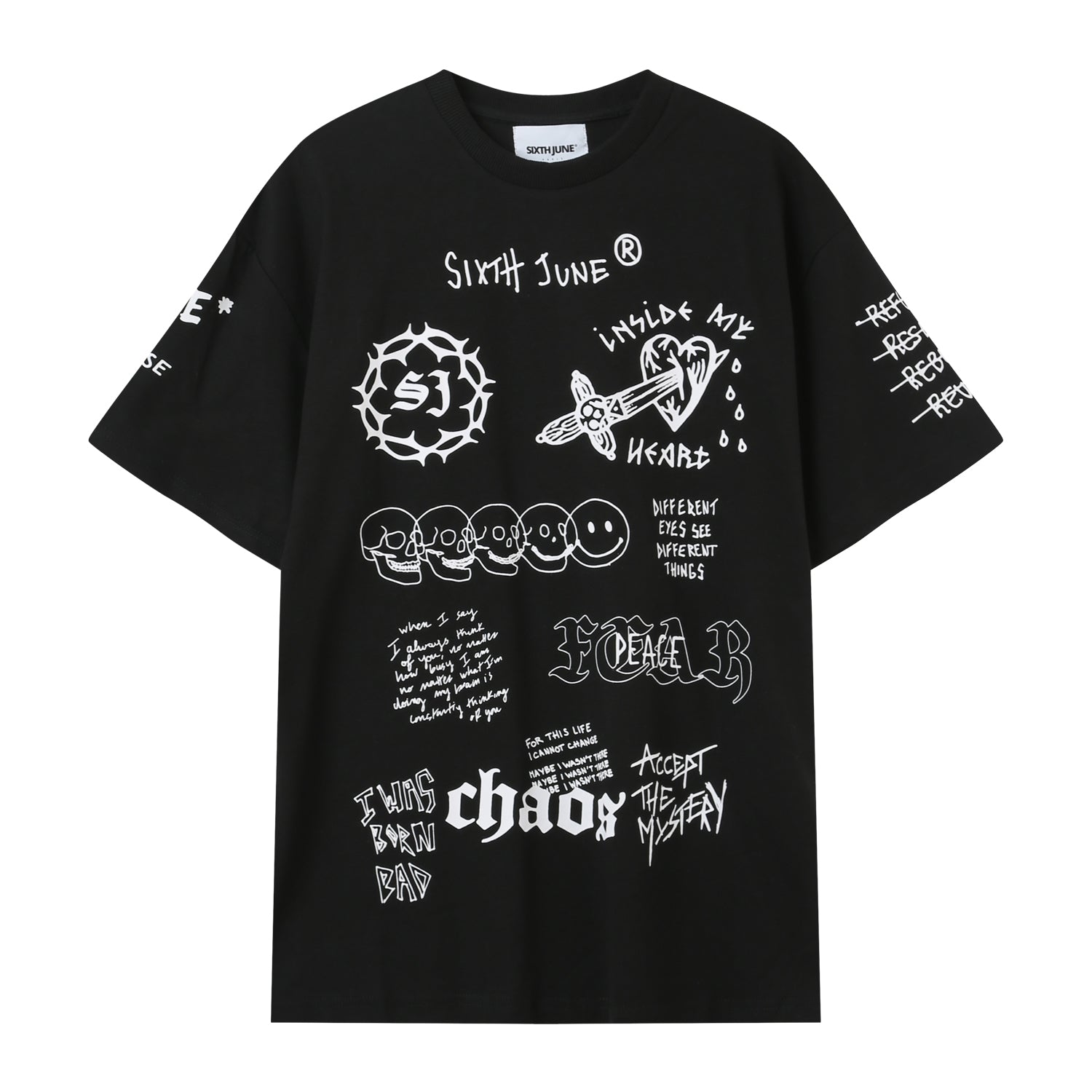 T-shirt inscription gothique Noir