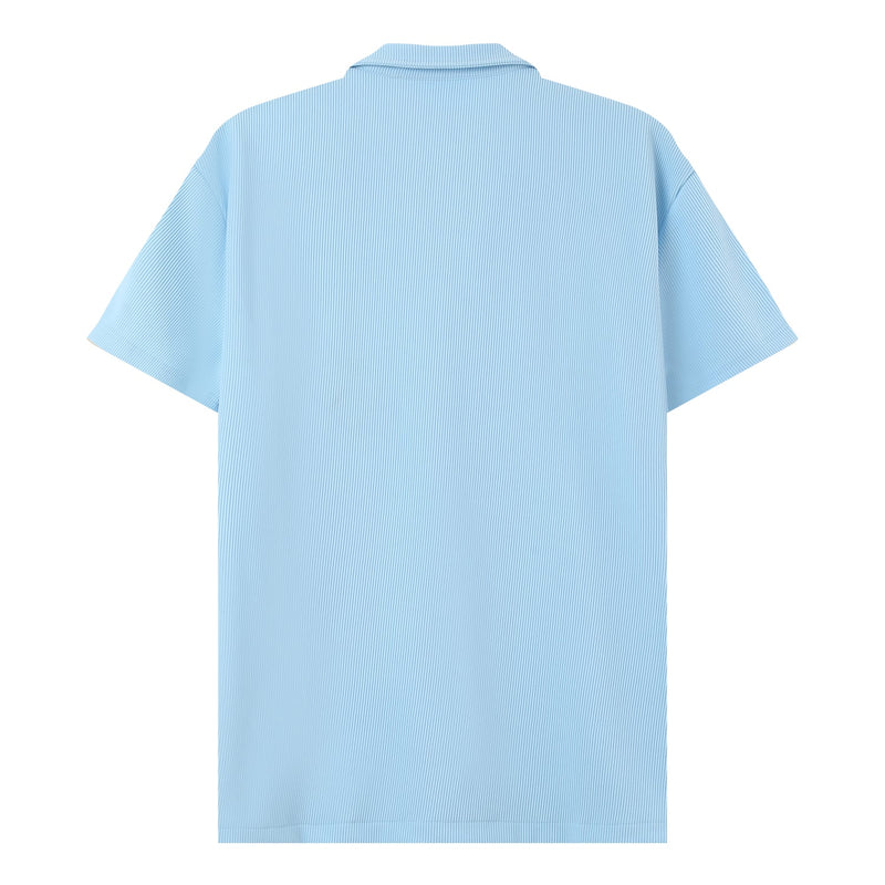 Chemise manches courtes plissé Bleu clair